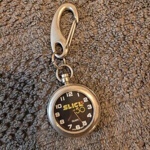 Slick 50 Motor Oil Logo Pocket Watch on Carabiner Needs Battery